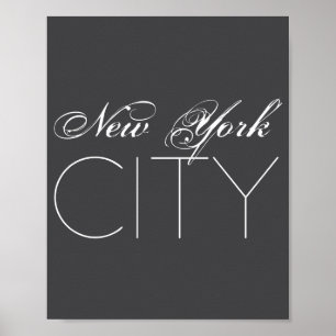 New York City White Text Izable  Poster