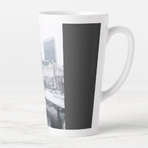 New York City Winter in Central Park Skyline Art Latte Mug