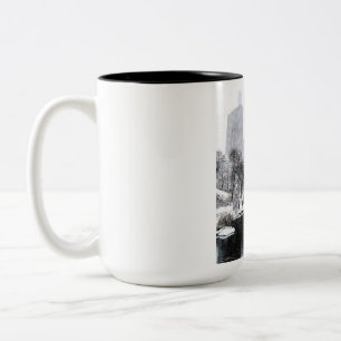 New York City Winter in Central Park Skyline Art Two-Tone Coffee Mug