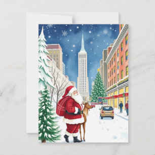 New York City Winter in Manhattan Santa Travel Postcard