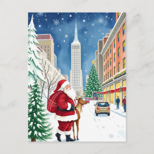 New York City Winter in Manhattan Santa Travel Postcard