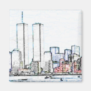 New York City with Twin Towers Magnet