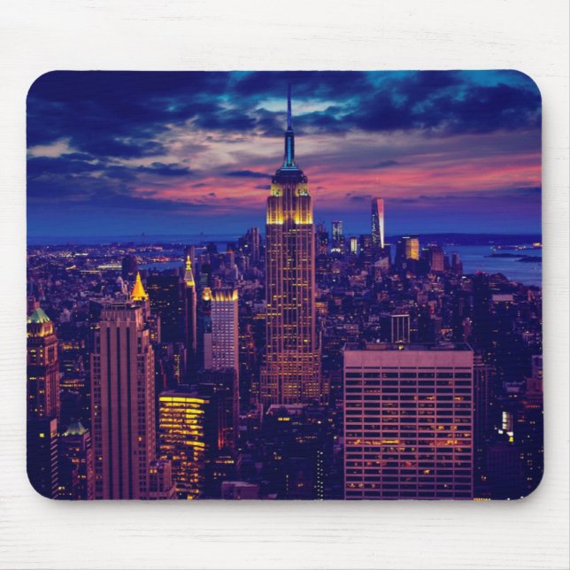 New York Cityscape at Night Mouse Pad (Front)