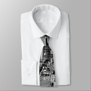 New York Cityscape in Black and White Tie