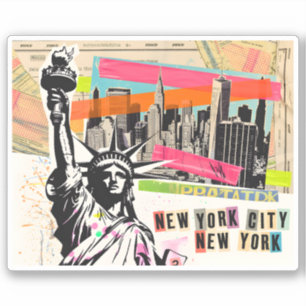 New York Cityscape Travel Magazine Pop Art Collage