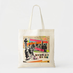 New York Cityscape Travel Magazine Pop Art Collage Tote Bag