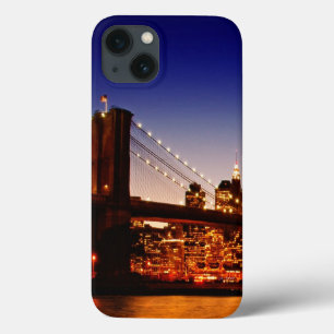 New York cityscape with bridge over river iPhone 13 Case