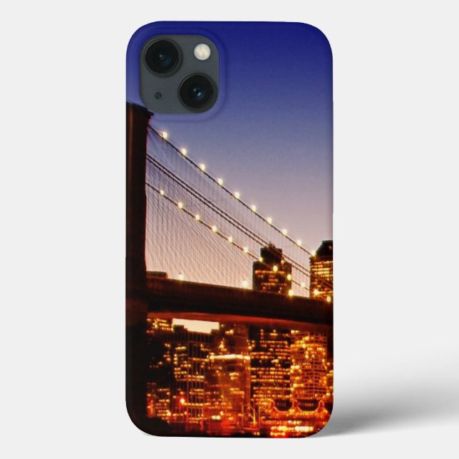 New York cityscape with bridge over river Case-Mate iPhone Case (Back)