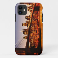 New York cityscape with bridge over river