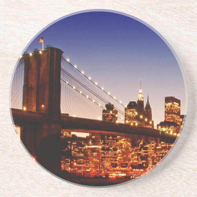 New York cityscape with bridge over river Coaster (Front)