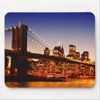 New York cityscape with bridge over river Mouse Pad