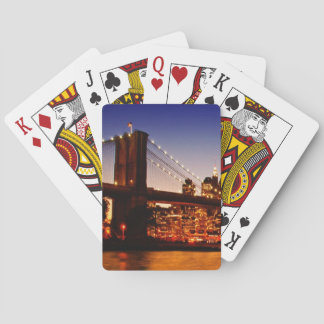 New York cityscape with bridge over river Playing Cards