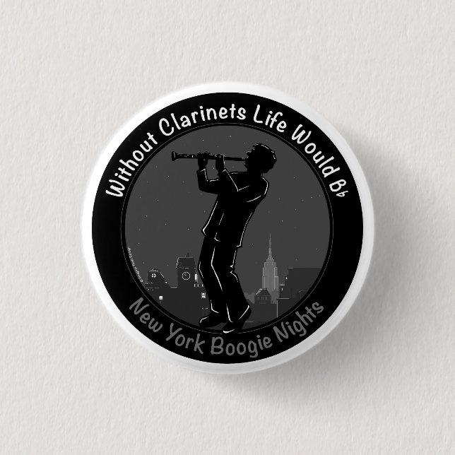 New York Clarinet Player 3 Cm Round Badge (Front)
