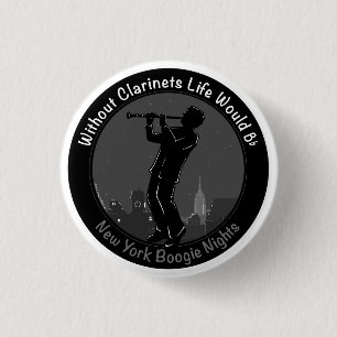 New York Clarinet Player 3 Cm Round Badge