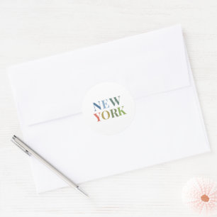 New York Colourful Text    Classic Round Sticker