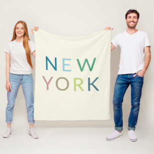 New York Colourful Text Fleece Blanket