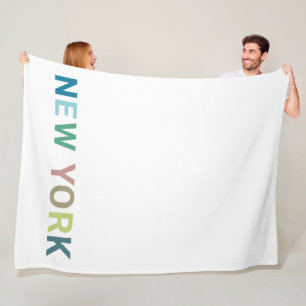 New York Colourful Text Fleece Blanket