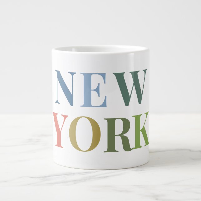 New York Colourful Text    Large Coffee Mug (Front)