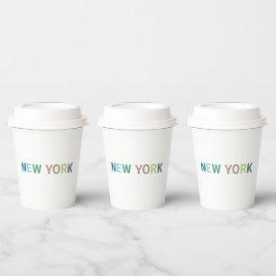 New York Colourful Text Paper Cups