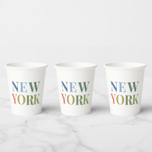 New York Colourful Text Paper Cups