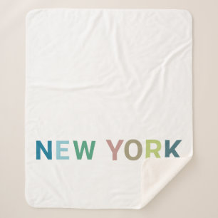 New York Colourful Text Sherpa Blanket