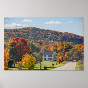 New York Country Road in Autumn Poster