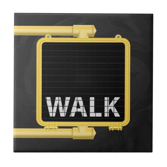 New York Crosswalk Sign Walk Ceramic Tile (Front)