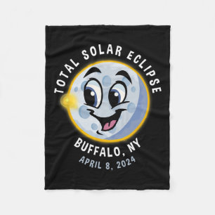 New York Cute Solar Eclipse April 8 2024 Moon Kids Fleece Blanket