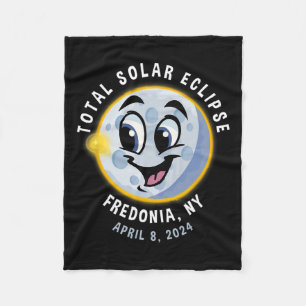 New York Cute Solar Eclipse April 8 2024 Moon Kids Fleece Blanket