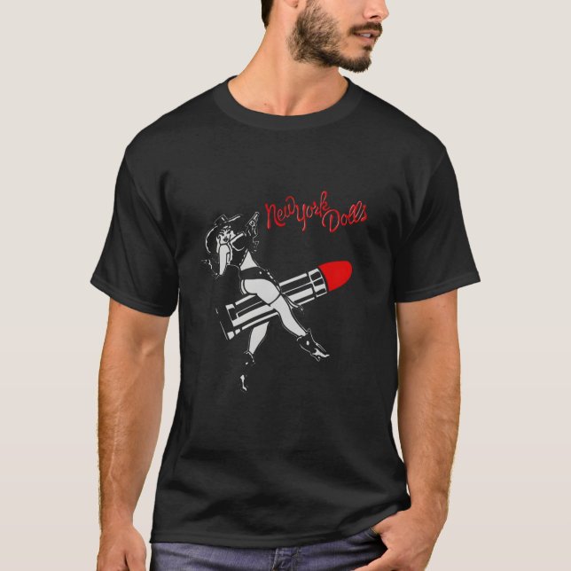 New York Dolls Red Print Lipstick Cow Girl1297png1 T-Shirt (Front)