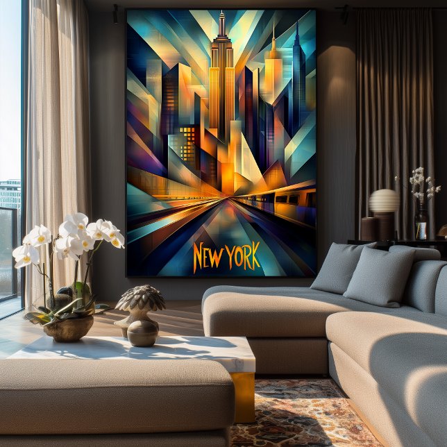 New York Dynamic Cubism – Modern Geometric Skyline Poster (Creator Uploaded)