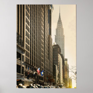 New York, E 42 St and Chrysler Building Poster
