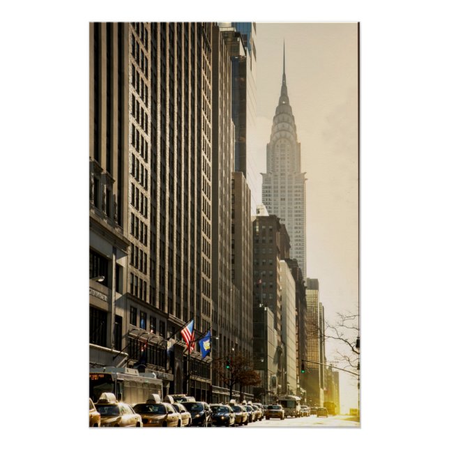 New York, E 42 St and Chrysler Building Poster (Front)