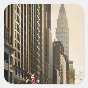 New York, E 42 St and Chrysler Building Square Sticker