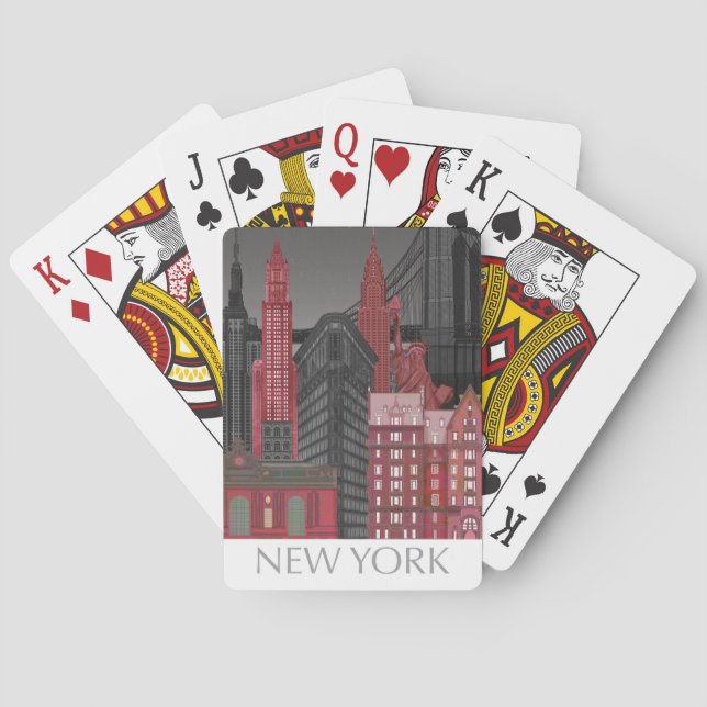 New York Elevations by Night - Red Playing Cards (Back)