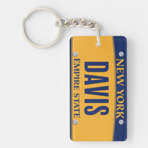 New York Empire State License Plate Art Custom Key Ring