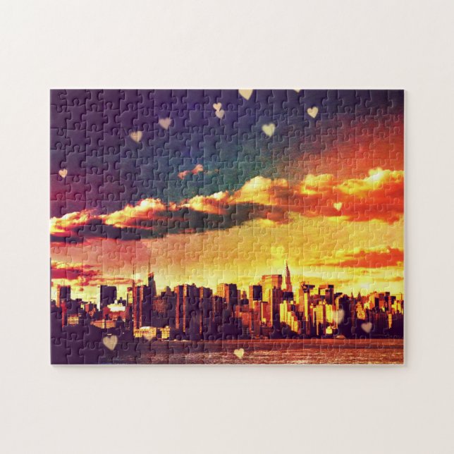 New York Fairy Tale - Skyline Hearts Jigsaw Puzzle (Horizontal)