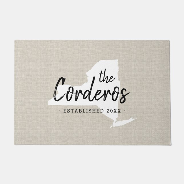 New York Family Monogram State Doormat (Front)