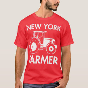 New York Farmer Vintage  Men Tractor Farm Local Fo T-Shirt