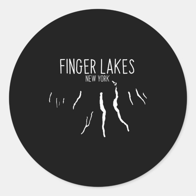 New York Finger Lakes Map Design  Classic Round Sticker (Front)