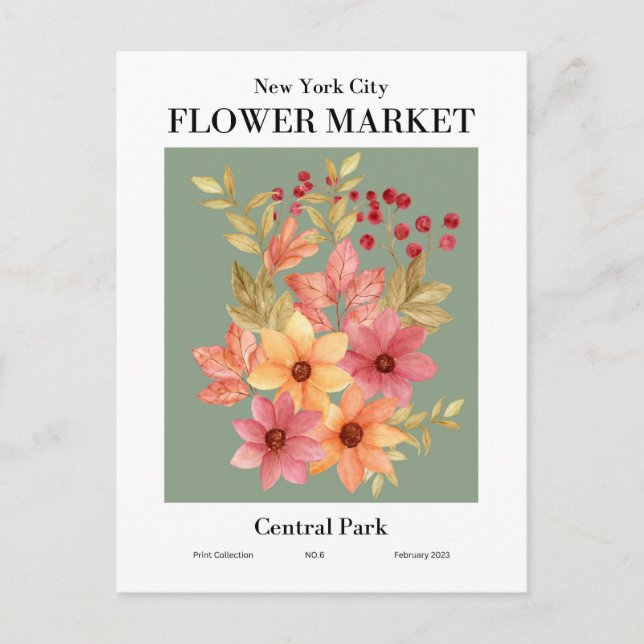 New York Flower Market, Central Park Postcard (Front)