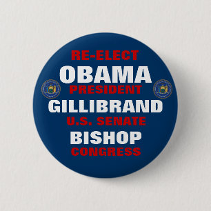 New York for Obama Gillibrand Bishop 6 Cm Round Badge