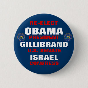 New York for Obama Gillibrand Israel 6 Cm Round Badge