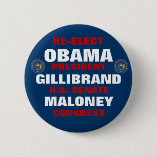 New York for Obama Gillibrand Maloney 6 Cm Round Badge