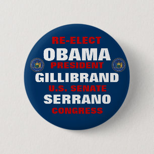 New York for Obama Gillibrand Serrano 6 Cm Round Badge