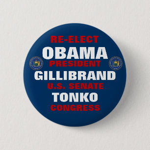 New York for Obama Gillibrand Tonko 6 Cm Round Badge