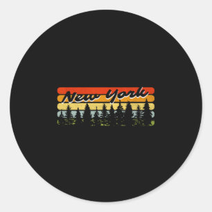 New York Forest Sunset Trees Cabin Theme Souvenir Classic Round Sticker