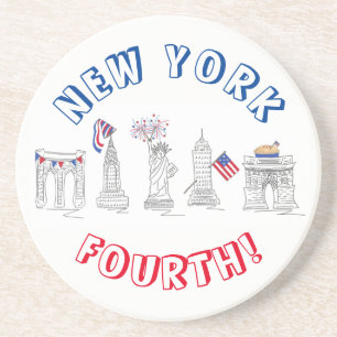 New York Fourth NYC Patriotic July 4th Landmarks Coaster