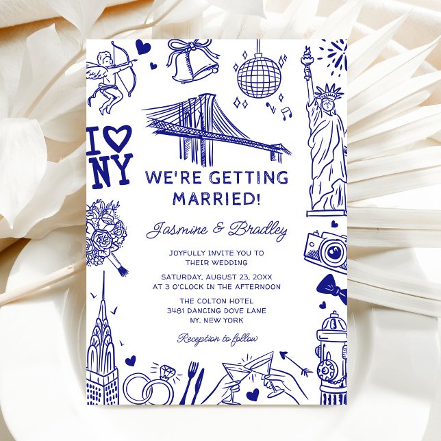 New York Fun Doodle Wedding Invitation (Creator Uploaded)