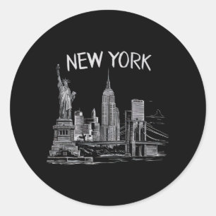 New York Gifts for Men Women NY City Vintage Urban Classic Round Sticker